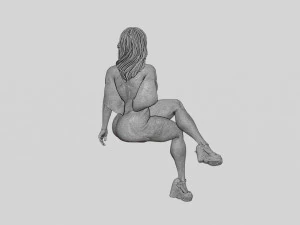 Woman Wearing High Heels Shoes and Short Skirt Sitting 3D Print Model 3D Print Model