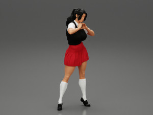 Sexy School Girl Wearing Costume Making Heart with His Hands 3D Print Model Modello di stampa 3D