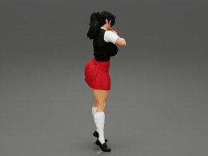 Sexy School Girl Wearing Costume Making Heart with His Hands 3D Print Model Modello di stampa 3D