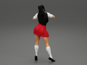 Sexy School Girl Wearing Costume Making Heart with His Hands 3D Print Model Modello di stampa 3D