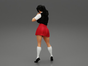 Sexy School Girl Wearing Costume Making Heart with His Hands 3D Print Model Modello di stampa 3D