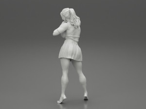Sexy School Girl Wearing Costume Making Heart with His Hands 3D Print Model Modello di stampa 3D