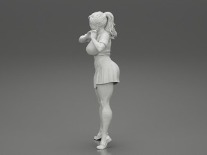 Sexy School Girl Wearing Costume Making Heart with His Hands 3D Print Model Modello di stampa 3D