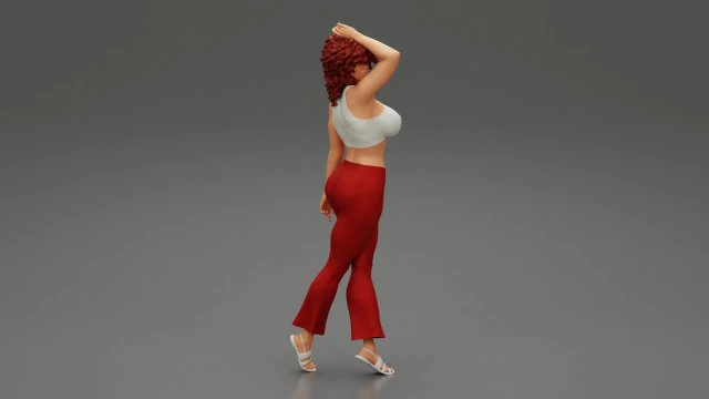 Beautiful Girl with Curly Hair Standing 3D Print Model 3D Print Model .c4d .max .obj .3ds .fbx .stl .blend