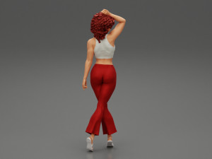 Beautiful Girl with Curly Hair Standing 3D Print Model 3D 프린트 모델