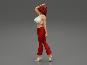 Beautiful Girl with Curly Hair Standing 3D Print Model 3D 프린트 모델