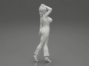 Beautiful Girl with Curly Hair Standing 3D Print Model 3D Print Model