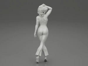 Beautiful Girl with Curly Hair Standing 3D Print Model 3D Print Model