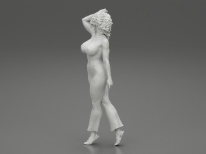 Beautiful Girl with Curly Hair Standing 3D Print Model 3D 프린트 모델