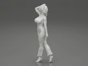 Beautiful Girl with Curly Hair Standing 3D Print Model 3D Print Model
