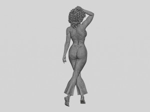 Beautiful Girl with Curly Hair Standing 3D Print Model 3D 프린트 모델