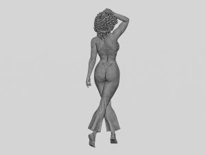 Beautiful Girl with Curly Hair Standing 3D Print Model 3D Print Model