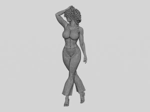 Beautiful Girl with Curly Hair Standing 3D Print Model 3D Print Model