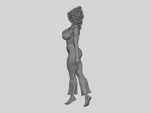 Beautiful Girl with Curly Hair Standing 3D Print Model 3D Print Model