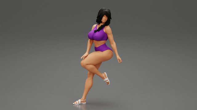 Woman In Lingerie Bikini Sitting On Bar Stool 3D Print Model 3D Print Model .c4d .max .obj .3ds .fbx .stl .blend 