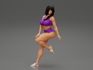 Woman In Lingerie Bikini Sitting On Bar Stool 3D Print Model 3D Print Model