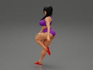 Woman In Lingerie Bikini Sitting On Bar Stool 3D Print Model 3D Print Model