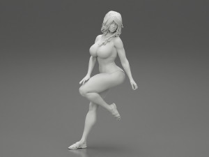 Woman In Lingerie Bikini Sitting On Bar Stool 3D Print Model 3D Print Model