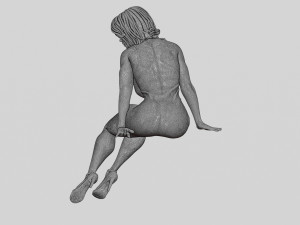 Woman In Lingerie Bikini Sitting On Bar Stool 3D Print Model 3D Print Model