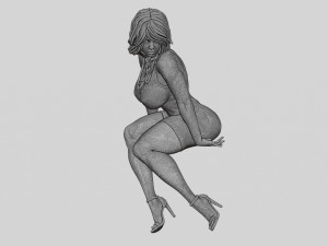 Woman In Lingerie Bikini Sitting On Bar Stool 3D Print Model 3D Print Model