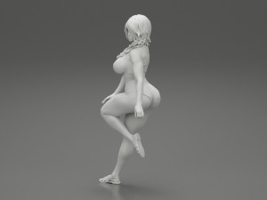 Woman In Lingerie Bikini Sitting On Bar Stool 3D Print Model 3D Print Model