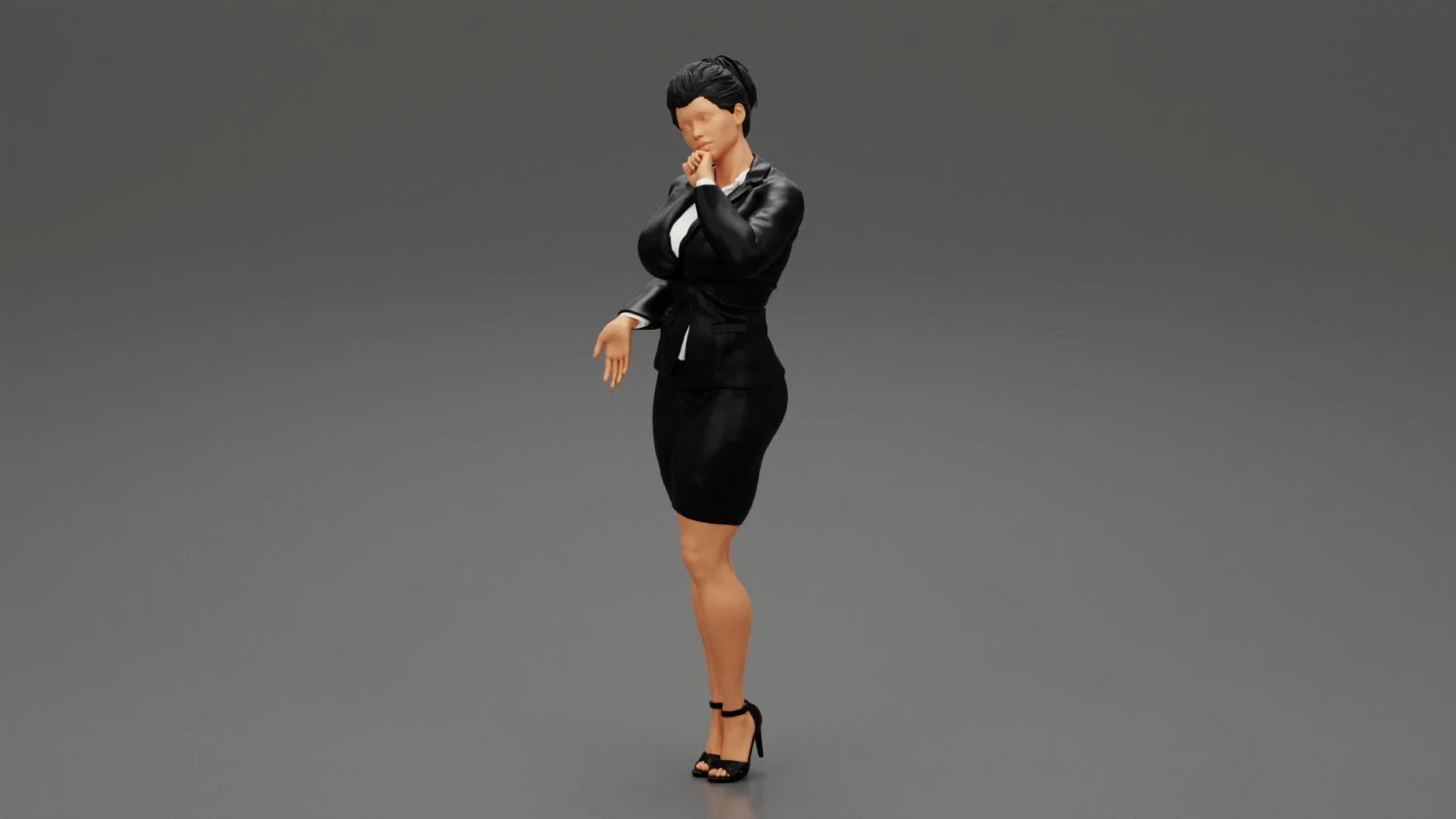 Beautiful Business Woman Thinking Pose 3D Print Model 3D Print Model .c4d .max .obj .3ds .fbx .stl .blend 
