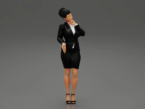 Beautiful Business Woman Thinking Pose 3D Print Model 3D Print Model
