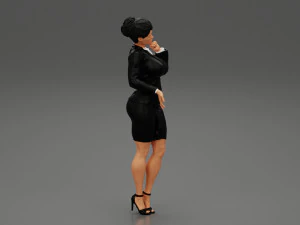 Beautiful Business Woman Thinking Pose 3D Print Model 3D Print Model