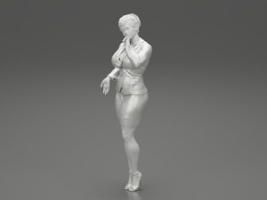 Beautiful Business Woman Thinking Pose 3D Print Model 3D 프린트 모델
