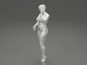 Beautiful Business Woman Thinking Pose 3D Print Model 3D Print Model