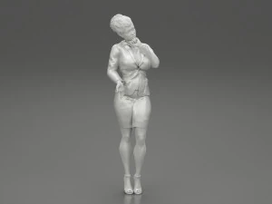 Beautiful Business Woman Thinking Pose 3D Print Model 3D Print Model
