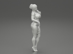 Beautiful Business Woman Thinking Pose 3D Print Model 3D 프린트 모델