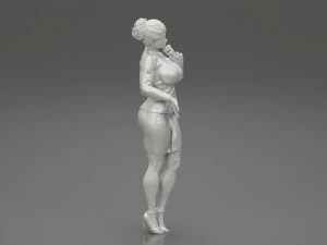 Beautiful Business Woman Thinking Pose 3D Print Model 3D Print Model