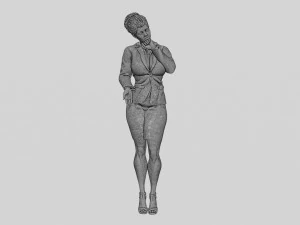 Beautiful Business Woman Thinking Pose 3D Print Model 3D Print Model