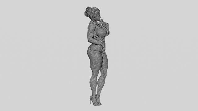 3D Printable Young Woman With Perfect Body Wearing Bodysuit and high heels  by 3DGeschaft Miniatures Figures