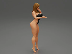 Teen Girl in Swimsuit Poses Near Swimming Pool 3D Print Model 3D Print Model