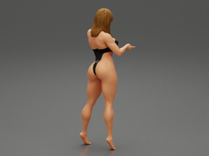 Teen Girl in Swimsuit Poses Near Swimming Pool 3D Print Model 3D-Druckmodell