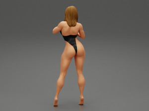 Teen Girl in Swimsuit Poses Near Swimming Pool 3D Print Model 3D-Druckmodell