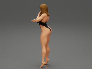 Teen Girl in Swimsuit Poses Near Swimming Pool 3D Print Model 3D-Druckmodell