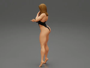 Teen Girl in Swimsuit Poses Near Swimming Pool 3D Print Model 3D Print Model