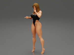 Teen Girl in Swimsuit Poses Near Swimming Pool 3D Print Model 3D-Druckmodell