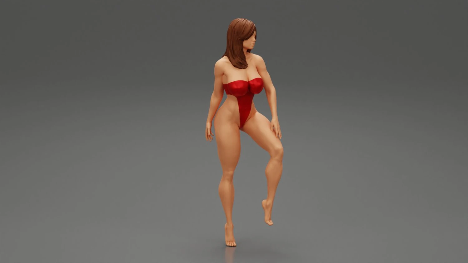 Attractive Brunette Woman in one Piece Swimming Suit Posing on the Beach 3D Print Model 3D Print Model .c4d .max .obj .3ds .fbx .stl .blend 