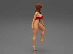 Attractive Brunette Woman in one Piece Swimming Suit Posing on the Beach 3D Print Model 3Dプリントモデル