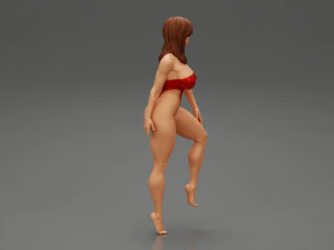 Attractive Brunette Woman in one Piece Swimming Suit Posing on the Beach 3D Print Model 3D Print Model
