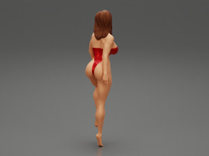 Attractive Brunette Woman in one Piece Swimming Suit Posing on the Beach 3D Print Model 3Dプリントモデル