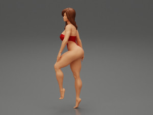 Attractive Brunette Woman in one Piece Swimming Suit Posing on the Beach 3D Print Model 3Dプリントモデル