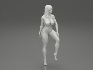 Attractive Brunette Woman in one Piece Swimming Suit Posing on the Beach 3D Print Model 3Dプリントモデル