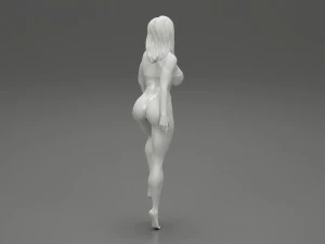 Attractive Brunette Woman in one Piece Swimming Suit Posing on the Beach 3D Print Model 3D Print Model