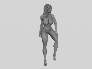 Attractive Brunette Woman in one Piece Swimming Suit Posing on the Beach 3D Print Model 3Dプリントモデル