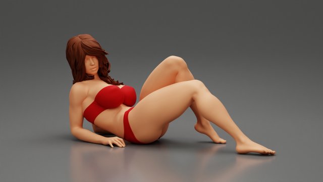 Sexy Adult Woman in Swimsuit Sunbathing on the Beach 3D Print Model Modelo de Impressão 3D .c4d .max .obj .3ds .fbx .stl .blend 